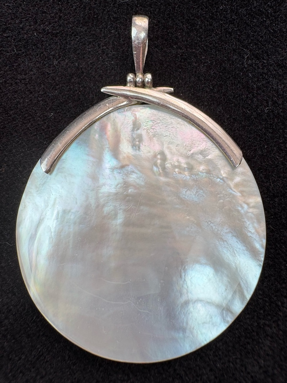 Mother of Pearl Pendant Charm Silver Gorgeous Color!
